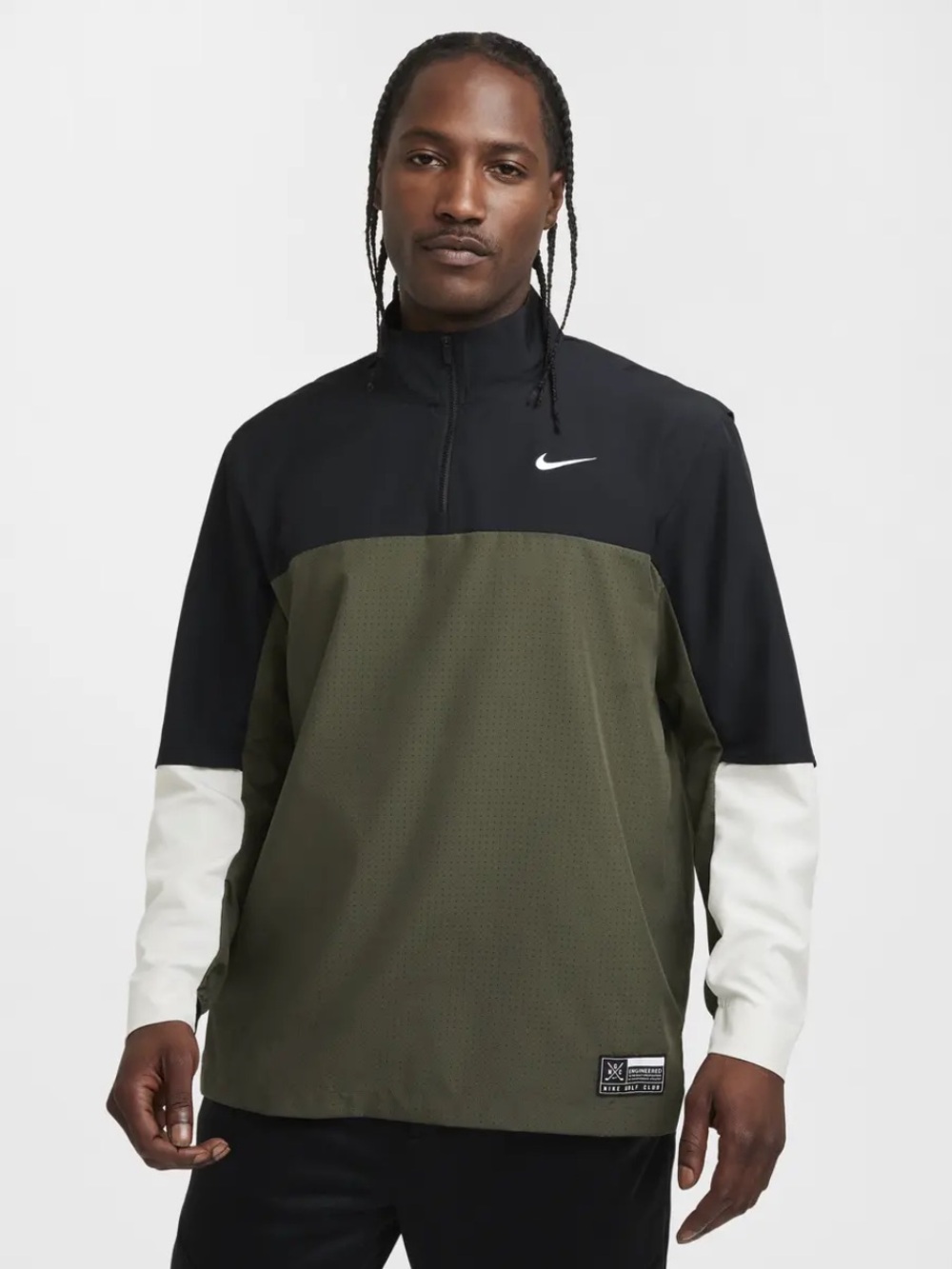 Nike Golf Club Men’s Dri-FIT 1/2 Zip Golf Jacket Black/Cargo Khaki Size Large NW